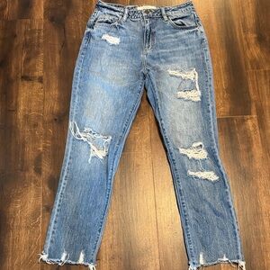 Hidden Classic Blue Distressed Straight Leg High-Rise Denim Jeans